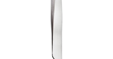 A professional 2-in-1 tweezer and comb tool, showcasing both the precision slanted tweezers and the fine-tooth comb ends on a clean surface.