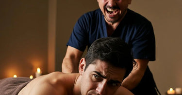 Massage therapist communicating with a client during a session