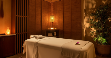 Clean and Safe Massage Studio with Fresh Towels and Massage Table
