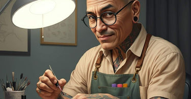 Man with painted nails showcasing modern nail art
