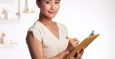 Spa owner doing inventory in a day spa