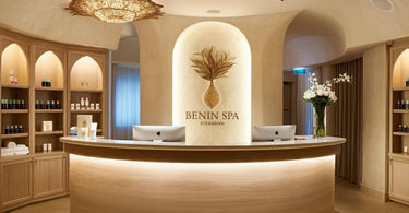 Modern reception desk in spa with welcoming setup