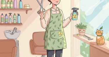 Eco-friendly salon with sustainable beauty products and greenery