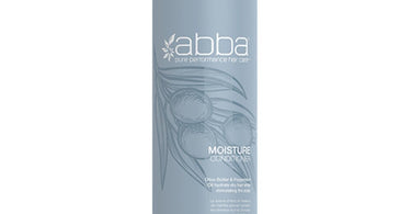 Abba Moisture Conditioner 8 oz bottle with green botanical accents and peppermint leaves, perfect for professional salon hydration services.