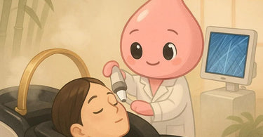Professional using a scalp and hair analyzer during a luxurious head spa treatment