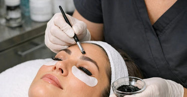 Woman receiving a relaxing facial and lash tinting service as a combined spa add-on treatment.