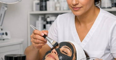 Bamboo charcoal mask being applied to skin highlighting detoxification benefits for spa and salon professional treatments