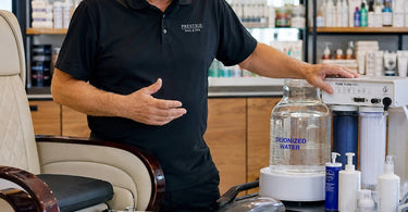 Benefits of using deionized water in professional pedicure tubs for spa hygiene and salon sanitation.