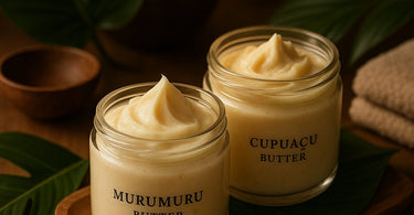 Cupuacu and murumuru butters shown in spa setting with treatment tools