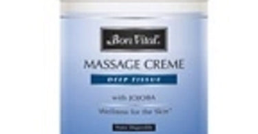 Bon Vital Deep Tissue Massage Creme 1/2 Gallon tub on white background with green and white label