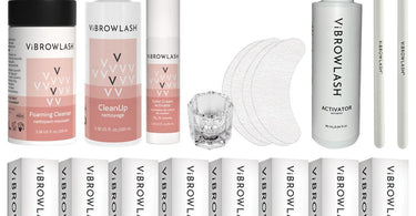 ViBrowLash brow and lash tinting kit application in a professional salon setting
