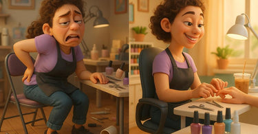 Ergonomic nail technician chair with adjustable height and lumbar support for all-day comfort