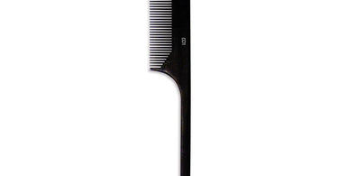 Champion Carbon Rat Tail Comb 8.5 inches shown on a salon station