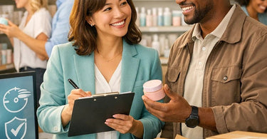 A visual guide to choosing wholesale suppliers for your spa or salon, focusing on key factors like lead time, consistency, and support, featuring products from Pure Spa Direct.