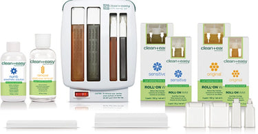 CLEAN & EASY Petite Waxing Spa Kit with wax warmer, applicators, and wax for professional hair removal