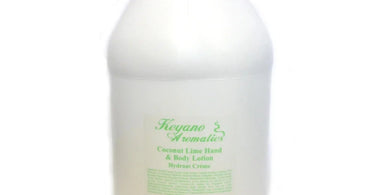 Keyano Coconut Lime Hand And Body Lotion 1 Gallon bottle for professional spa and salon use.