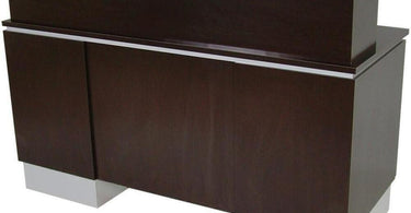 Collins Neo Gamma Reception Desk in modern spa setting with elegant design and multiple storage options