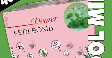 Demer Fizzy Pedi Bombs creating a refreshing minty foot soak