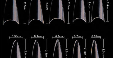 Cre8tion Short Stiletto Clear Nail Tips in divider box of 500 pieces for professional nail technicians