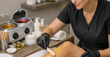 Luxurious brow and lash tinting setup with professional tools and soft lighting for a relaxing spa experience