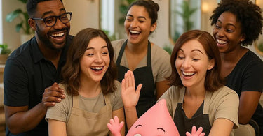 Smiling diverse team of beauty professionals working together in a modern spa environment