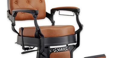 Crosby Vintage Style Barber Chair in Camel with Black Finish