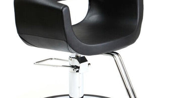Delta Elegant Styling Chair with Standard Hydraulic Pump in Black by HANS Equipment, shown in a modern salon setting.
