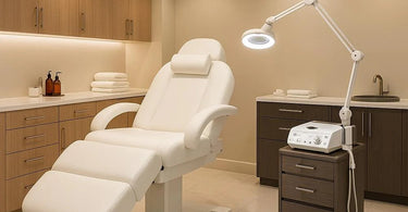 Luxury medical spa treatment room with high-end furniture pieces