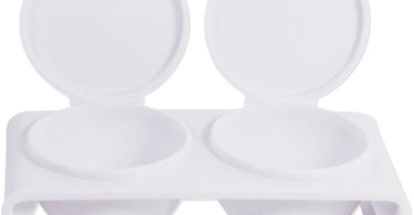 DL Professional Double Dappen Dish sitting on a white surface showcasing its two compartments for nail and salon use.