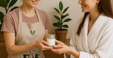 Spa professional performing eco-friendly treatment with sustainable products