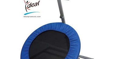 Economy Adjustable Rebounder Package by Ideal Products on a white background showing the 38x40x45 inch frame and mat for spa and salon wellness use.