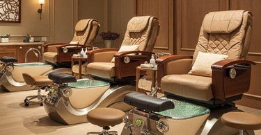 Luxury pedicure chairs in a modern spa setting, showcasing comfort and style for enhanced client experience