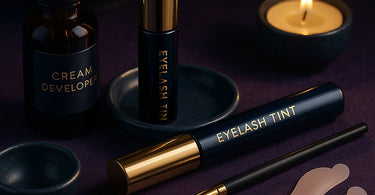 Close-up of beautifully tinted eyelashes enhancing eye appearance without mascara