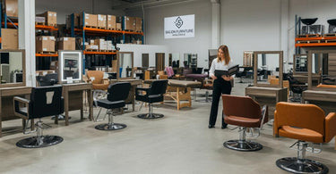 A chic and modern salon interior showcasing stylish and functional furniture.