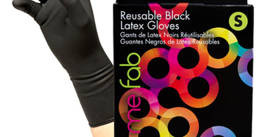 Framar Reusable Black Latex Gloves - Size 7 Small, perfect for waxing, nails, and spa services