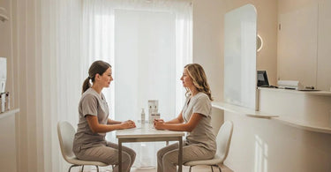 Spa professional ensuring client comfort during a facial treatment