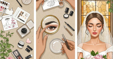 A close-up of a bride with perfectly groomed brows, showcasing the results of a professional brow timeline.