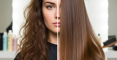 Joico hair care products transforming damaged hair into healthy, shiny locks