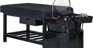 Luxury spa experience with shampoo and massage tools