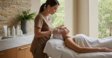 Atzen Superior to Organic Skincare Products displayed in a luxury spa setting