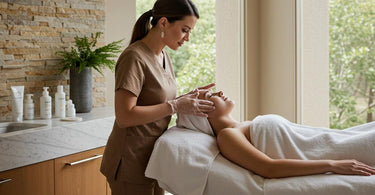 Atzen Superior to Organic Skincare Products displayed in a luxury spa setting