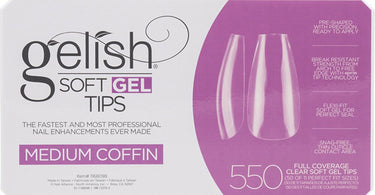 Gelish Soft Gel Tips Medium Coffin 550ct Display