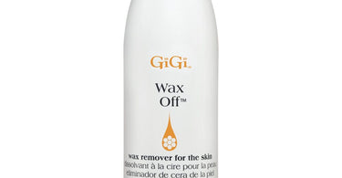 GiGi Wax Off 16 oz bottle with aloe vera and chamomile for gentle wax removal