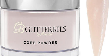 Glitterbels Acrylic Powder Sugared Almond Shimmer in professional nail salon setting