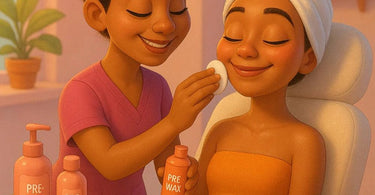 Woman receiving facial waxing treatment in a spa, showcasing smooth skin and professional waxing techniques