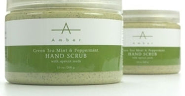 Green Tea Mint Peppermint Hand Scrub by Amber Products - professional spa treatment in jar