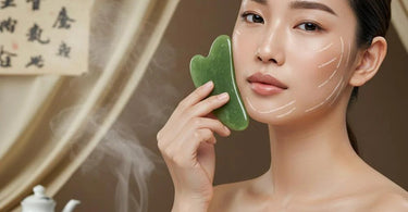 Gua Sha tool being used in a modern skincare routine