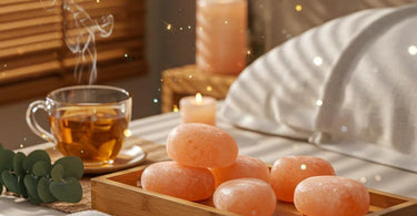 Himalayan salt stones used in a relaxing spa massage treatment