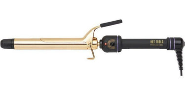 Hot Tools XL Long 24K Gold-Plated Barrel Curling Iron/Wand 1 Inch displayed on a white background for professional salon use.