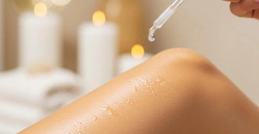 Close-up of ingrown hair serum being applied to smooth skin